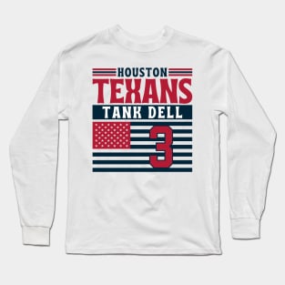 Houston Texans Dell 3 American Flag Football Long Sleeve T-Shirt